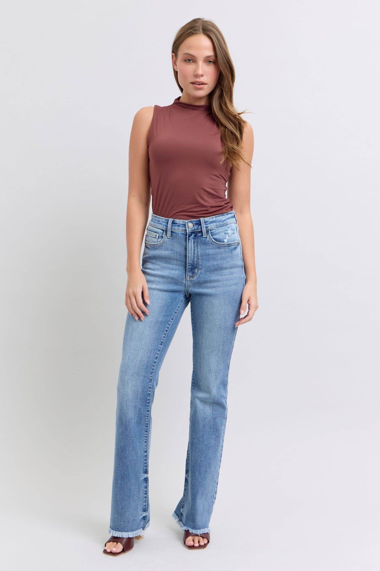 Judy Blue Full Size Raw Hem High Rise Bootcut Jeans - Shop Style & More | Fresh Looks, Everyday Deals & Free Shipping