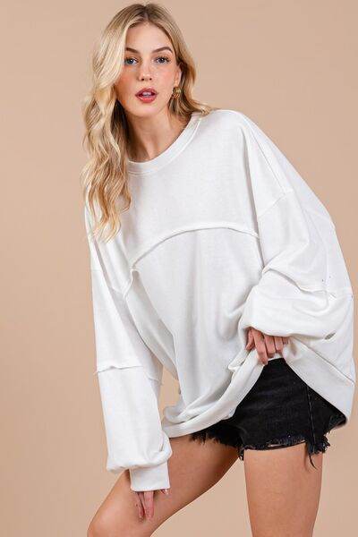Ces Femme Exposed Seam Long Sleeve Sweatshirt - Shop Style & More | Fresh Looks, Everyday Deals & Free Shipping