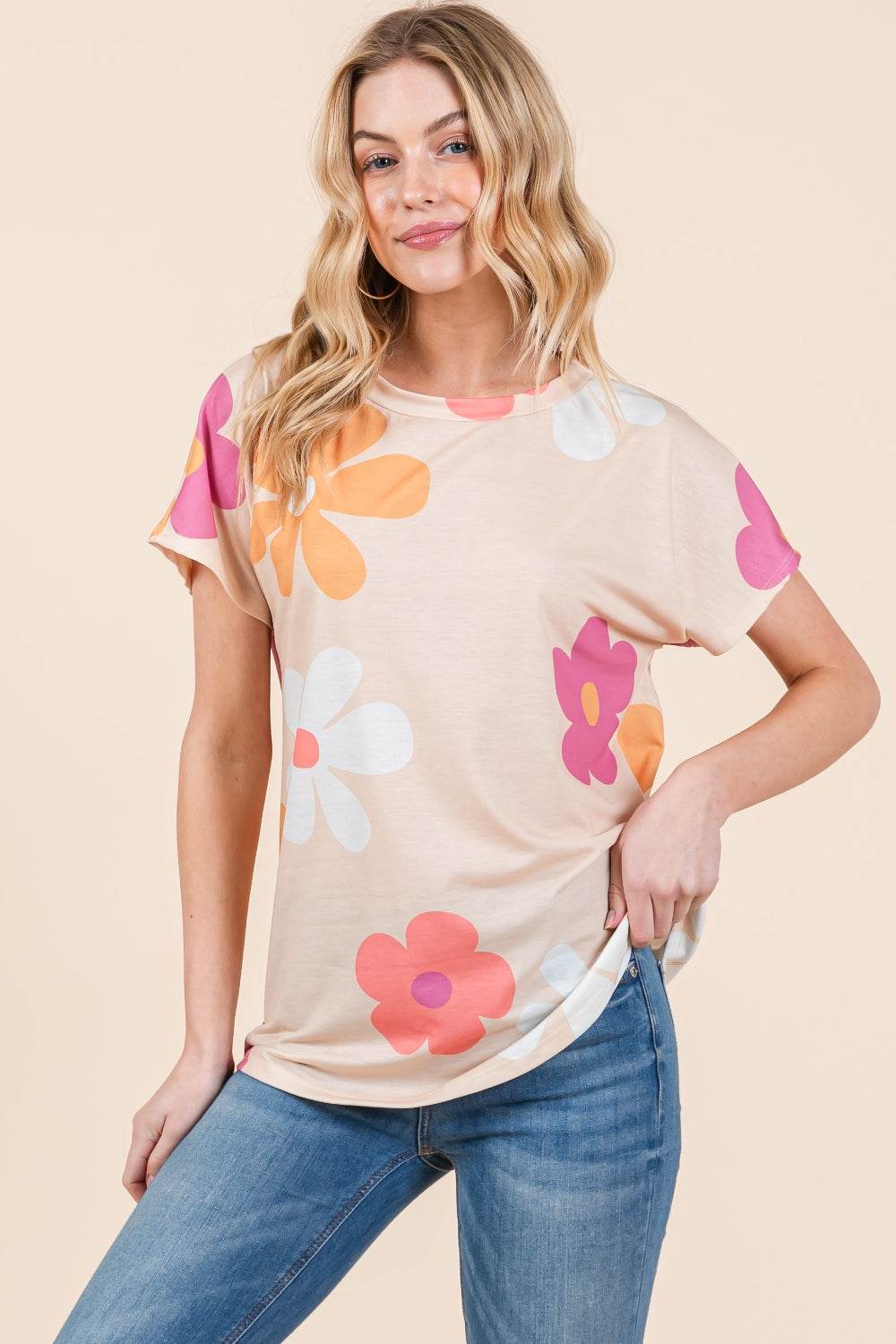 BOMBOM Floral Short Sleeve T-Shirt - Shop Style & More | Fresh Looks, Everyday Deals & Free Shipping