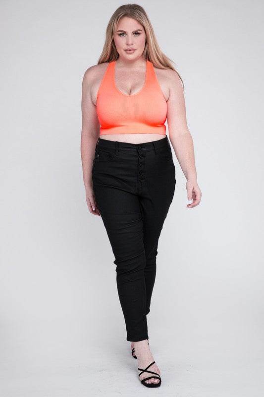 Plus Ribbed Cropped Racerback Tank Top - Shop Style & More | Fresh Looks, Everyday Deals & Free Shipping