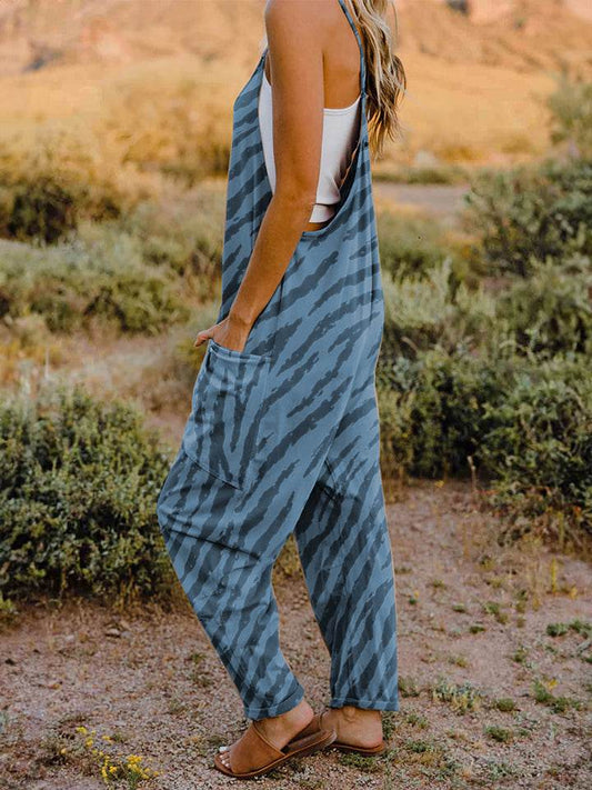 Double Take Full Size Printed V-Neck Sleeveless Jumpsuit - Shop Style & More | Fresh Looks, Everyday Deals & Free Shipping