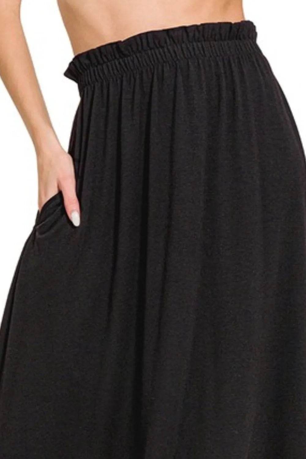 Zenana Paperbag Waist Midi Skirt With Pockets - Shop Style & More | Fresh Looks, Everyday Deals & Free Shipping