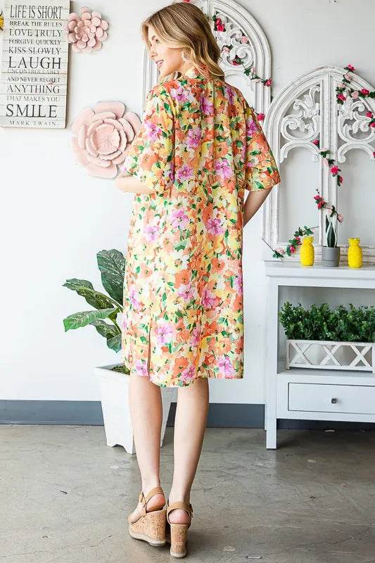Heimish Full Size Half Sleeve Multi Color Floral Open Cardigan Plus Size - Shop Style & More | Fresh Looks, Everyday Deals & Free Shipping