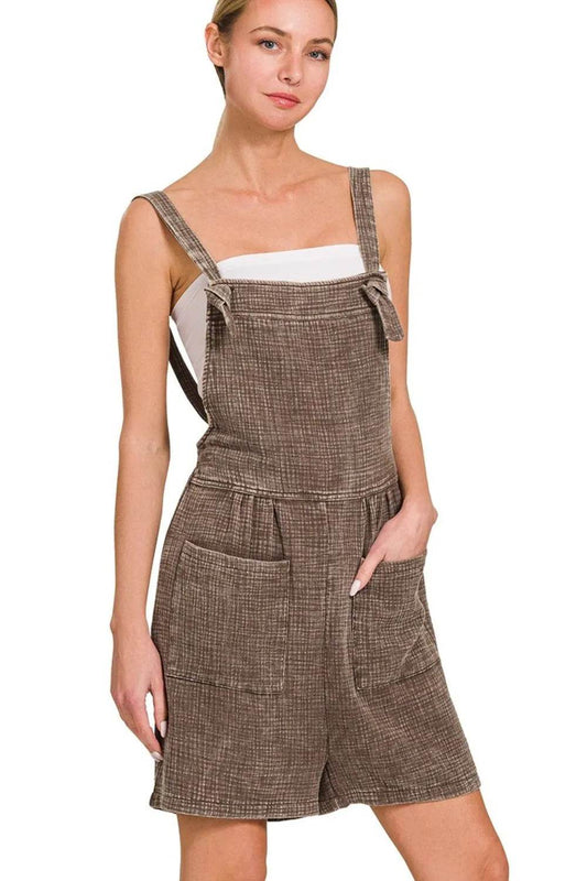 Zenana Woven Double Gauze Acid Washed Romper - Shop Style & More | Fresh Looks, Everyday Deals & Free Shipping