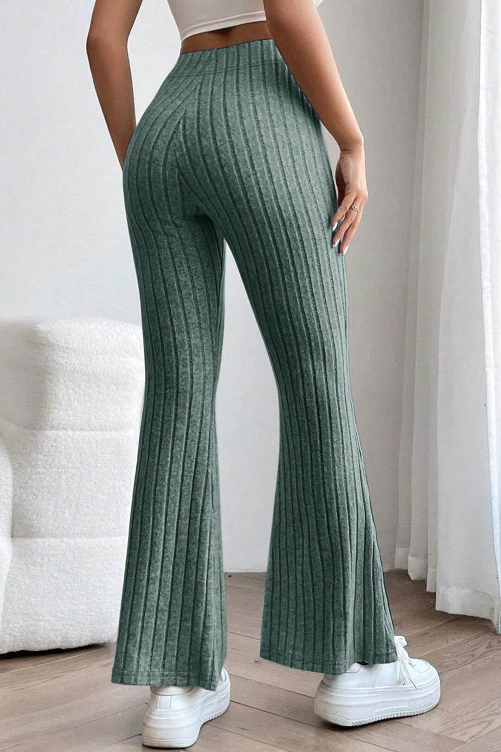 Basic Bae Full Size Ribbed High Waist Flare Pants - Shop Style & More | Fresh Looks, Everyday Deals & Free Shipping