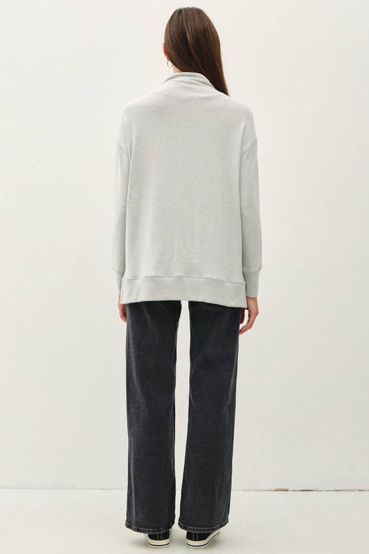 Be Cool Side Slit Mock Neck Long Sleeve Tunic Top - Shop Style & More | Fresh Looks, Everyday Deals & Free Shipping