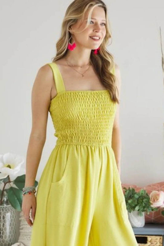 ADORA Smocking Top Wide Leg Jumpsuit - Shop Style & More | Fresh Looks, Everyday Deals & Free Shipping