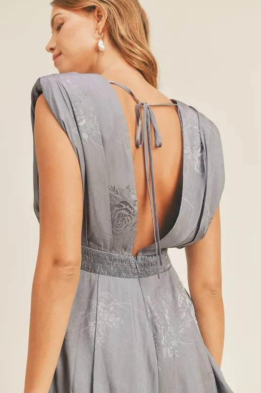 MABLE Draped Romper with Pleated Shoulder Pad Detail - Shop Style & More | Fresh Looks, Everyday Deals & Free Shipping