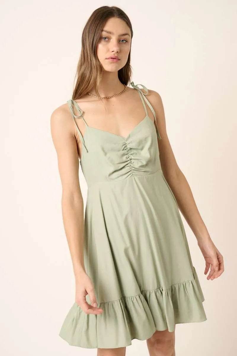 Mittoshop Ruched Detail Spaghetti Tie Mini Dress - Shop Style & More | Fresh Looks, Everyday Deals & Free Shipping