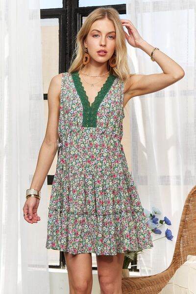 ADORA Lace Detail V-Neck Sleeveless Mini Dress - Shop Style & More | Fresh Looks, Everyday Deals & Free Shipping