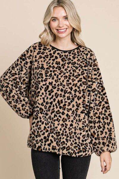 Culture Code Leopard Faux Fur Round Neck Top - Shop Style & More | Fresh Looks, Everyday Deals & Free Shipping