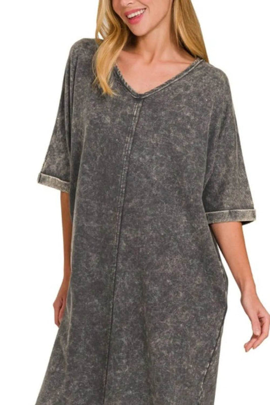 Zenana Acid-washed French Terry Tee Shirts Dress - Shop Style & More | Fresh Looks, Everyday Deals & Free Shipping