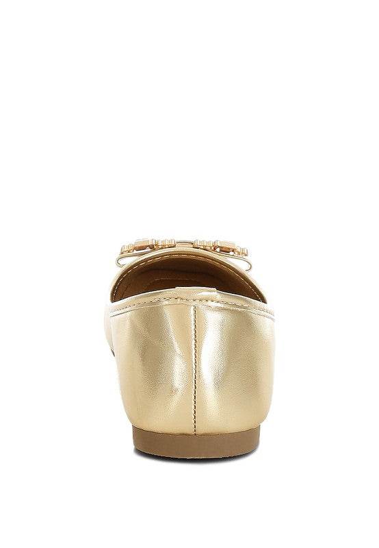 Navik Rhinestone Buckle Metallic Ballerinas - Shop Style & More | Fresh Looks, Everyday Deals & Free Shipping