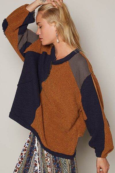 POL Color Block Half Zip Dropped Shoulder Sweatshirt - Shop Style & More | Fresh Looks, Everyday Deals & Free Shipping