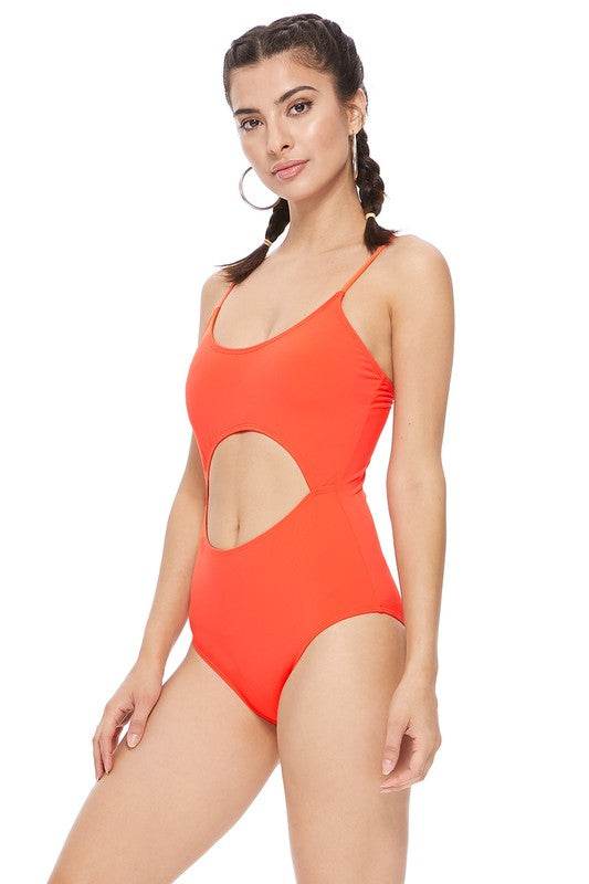 SOLID CUTOUT ONE PIECE SWIMSUIT - Shop Style & More | Fresh Looks, Everyday Deals & Free Shipping