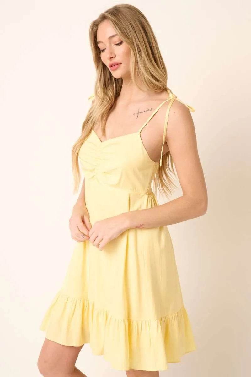 Mittoshop Ruched Detail Spaghetti Tie Mini Dress - Shop Style & More | Fresh Looks, Everyday Deals & Free Shipping