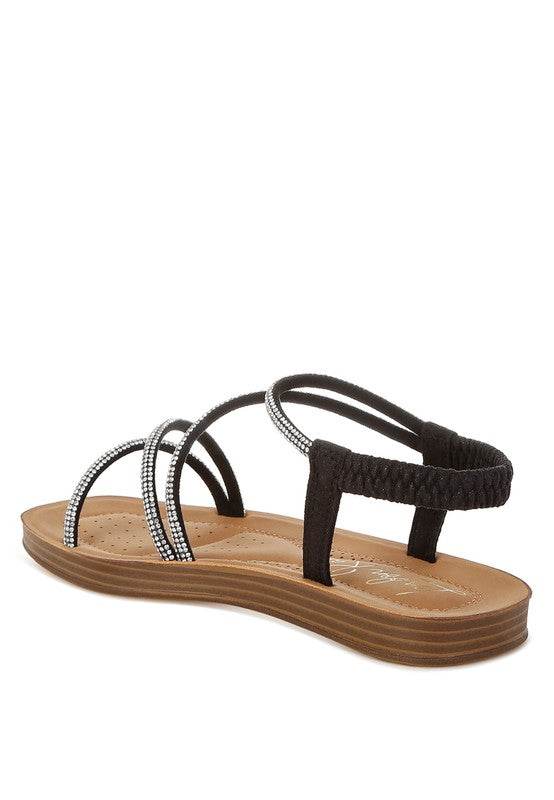Ridayne Rhinestones Embellished Strappy Flats - Shop Style & More | Fresh Looks, Everyday Deals & Free Shipping