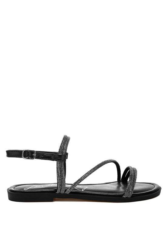 Bawley Rhinestone Strappy Flat Sandals - Shop Style & More | Fresh Looks, Everyday Deals & Free Shipping
