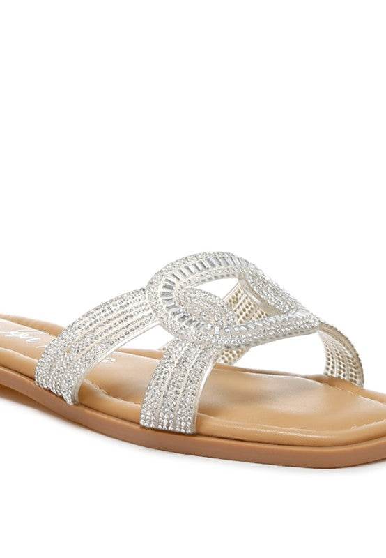 Minople Rhinestones Embellished Flat Sandals - Shop Style & More | Fresh Looks, Everyday Deals & Free Shipping