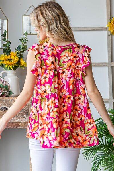 Heimish Full Size Butterfly Sleeve Floral Tiered Top Plus Size - Shop Style & More | Fresh Looks, Everyday Deals & Free Shipping