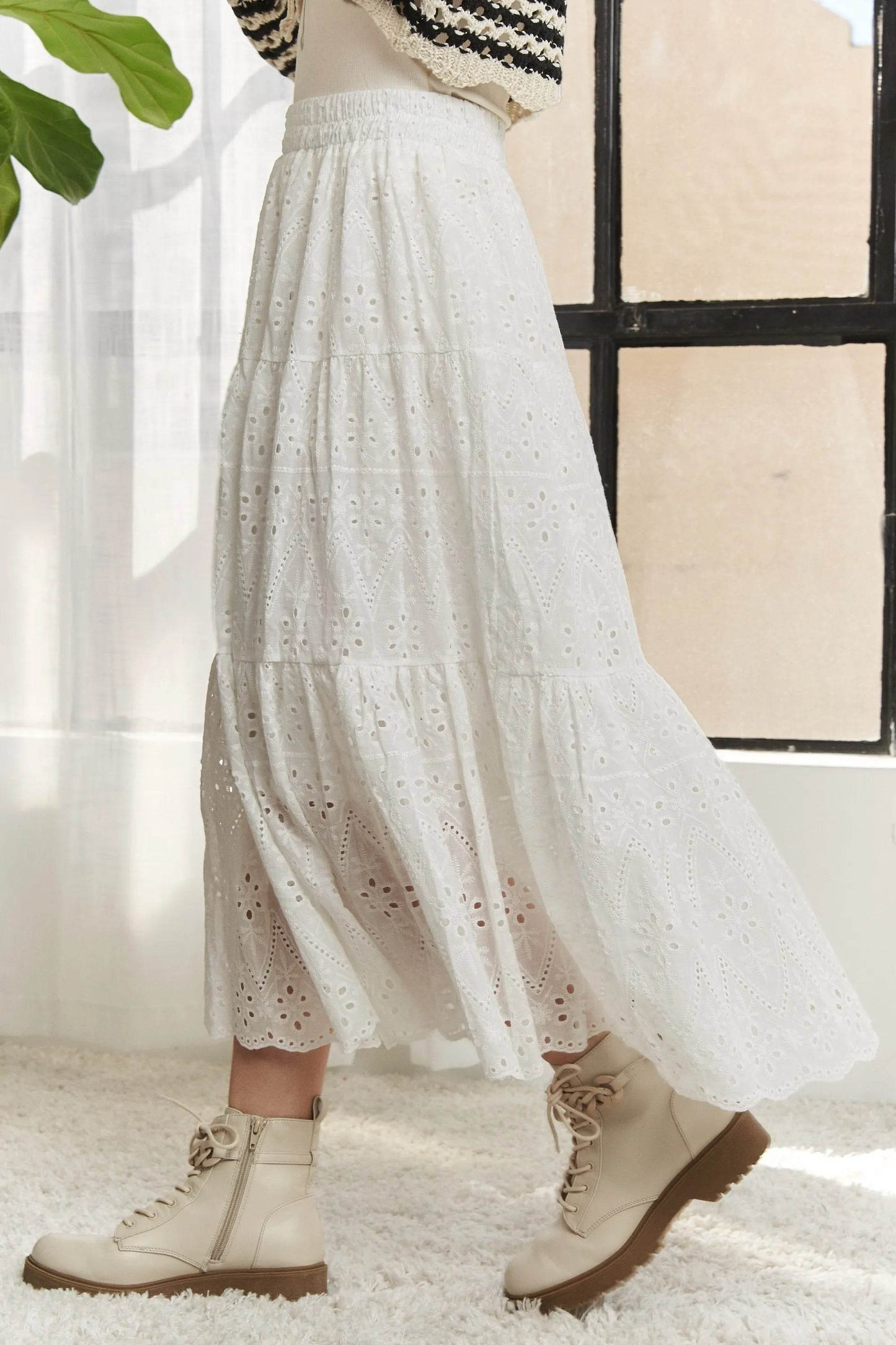ADORA Elastic Waistband Tiered Midi Skirt - Shop Style & More | Fresh Looks, Everyday Deals & Free Shipping