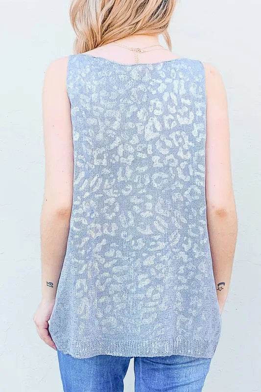 And The Why Leopard Foil Print Sleeveless Sweater Top - Shop Style & More | Fresh Looks, Everyday Deals & Free Shipping
