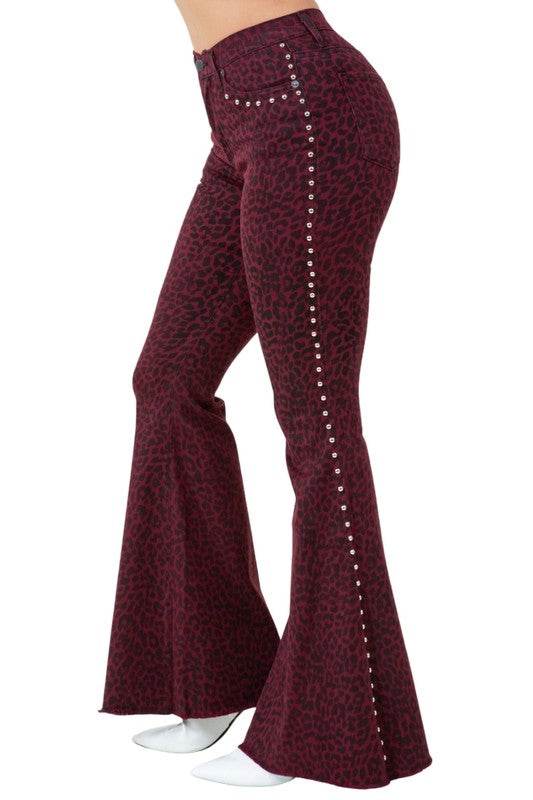 Leopard Studded Bell Bottom Pant - Shop Style & More | Fresh Looks, Everyday Deals & Free Shipping