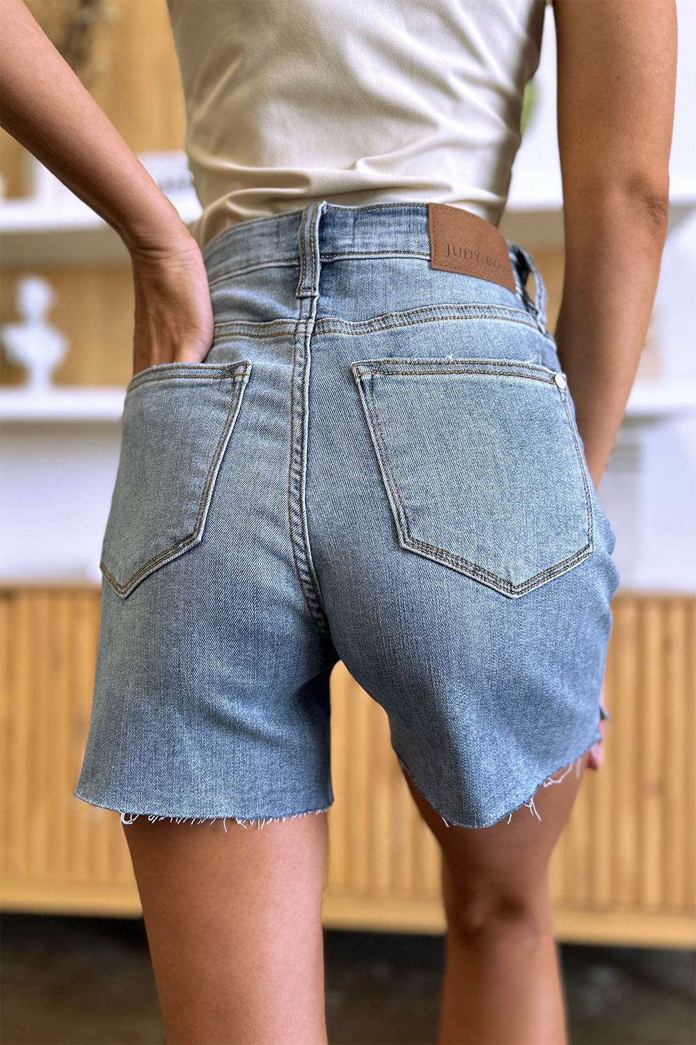 Judy Blue Full Size High Waist Raw Hem Denim Shorts - Shop Style & More | Fresh Looks, Everyday Deals & Free Shipping
