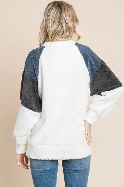 Culture Code Color Block Faux Fur Raglan Sleeve Sweatshirt - Shop Style & More | Fresh Looks, Everyday Deals & Free Shipping
