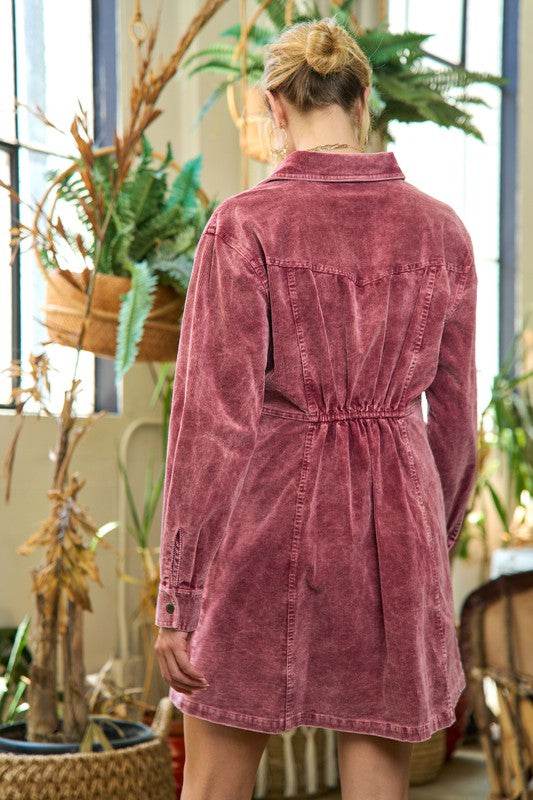 WASHED CORDUROY MINI DRESS JJD5006 - Shop Style & More | Fresh Looks, Everyday Deals & Free Shipping
