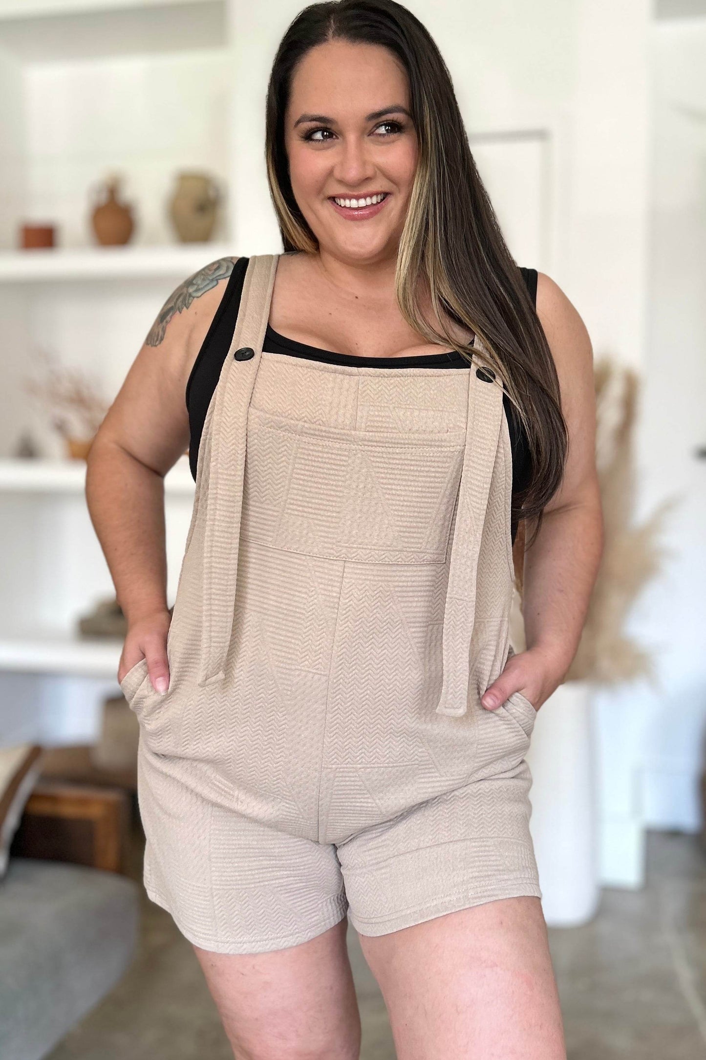 Double Take Full Size Texture Sleeveless Romper - Shop Style & More | Fresh Looks, Everyday Deals & Free Shipping