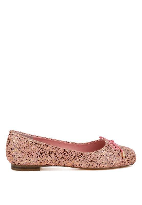 Apollon Bow Detail Foil Print Suede Ballerinas - Shop Style & More | Fresh Looks, Everyday Deals & Free Shipping