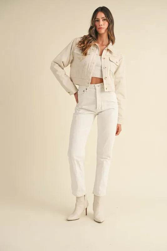 MABLE Embroidered Quilted Cropped Jacket - Shop Style & More | Fresh Looks, Everyday Deals & Free Shipping