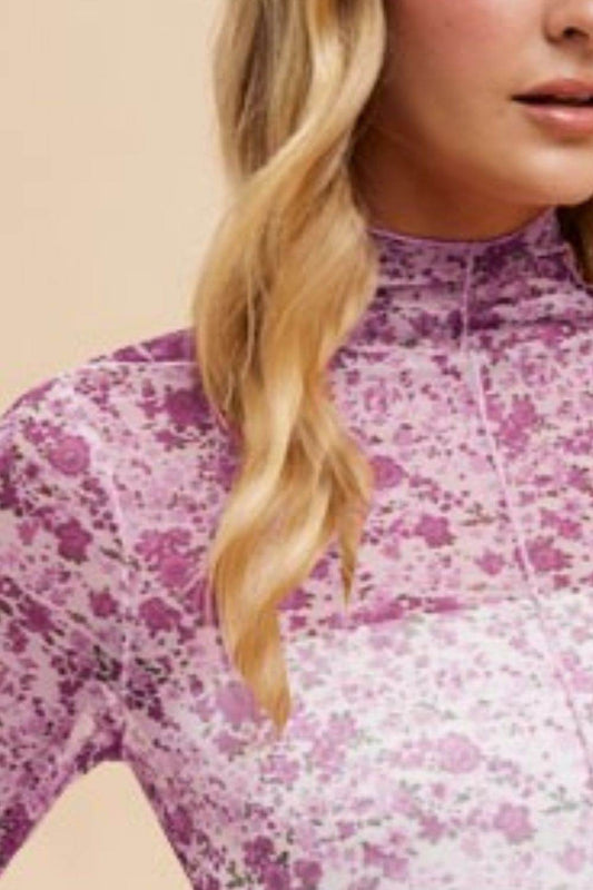 Annie Wear Floral Lettuce Hem Sheer Mesh Top - Shop Style & More | Fresh Looks, Everyday Deals & Free Shipping