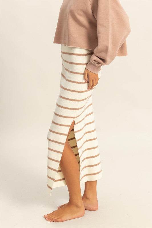 HYFVE Side Slit Striped Bodycon Sweater Skirt - Shop Style & More | Fresh Looks, Everyday Deals & Free Shipping