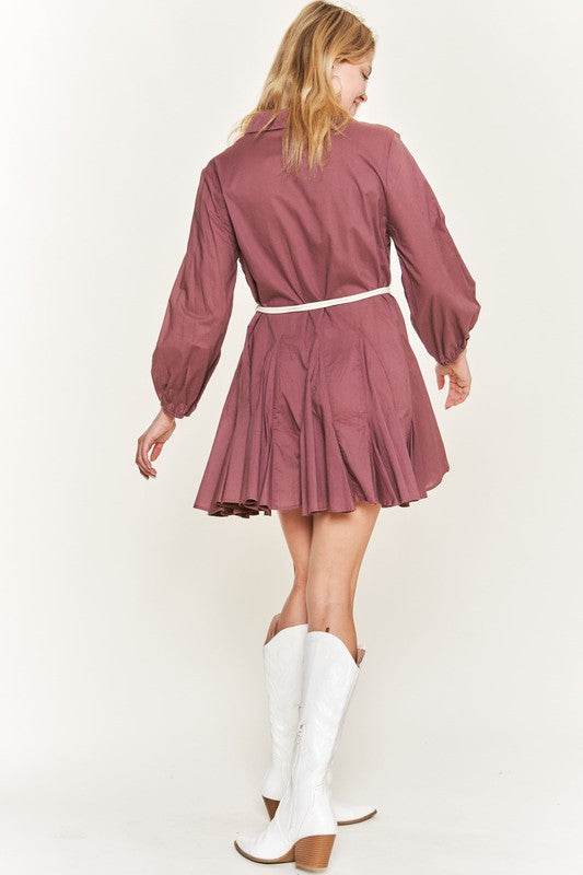 SOLID FLARE SHIRT DRESS KRD4190 - Shop Style & More | Fresh Looks, Everyday Deals & Free Shipping