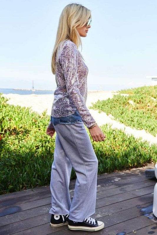 Davi & Dani Sequin Mock Neck Long Sleeve Mesh Top - Shop Style & More | Fresh Looks, Everyday Deals & Free Shipping