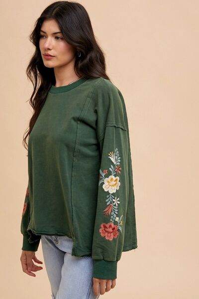 Annie Wear Embroidered Long Sleeve French Terry Top - Shop Style & More | Fresh Looks, Everyday Deals & Free Shipping