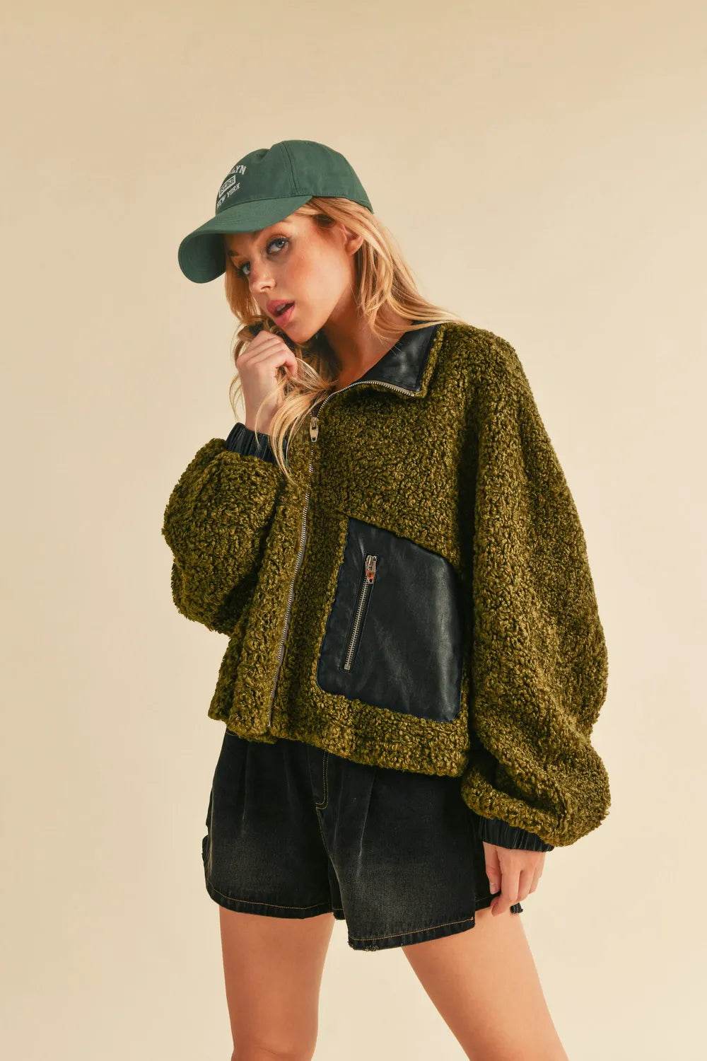 Aemi + Co Collared Neck Zip Up Sherpa Jacket - Shop Style & More | Fresh Looks, Everyday Deals & Free Shipping