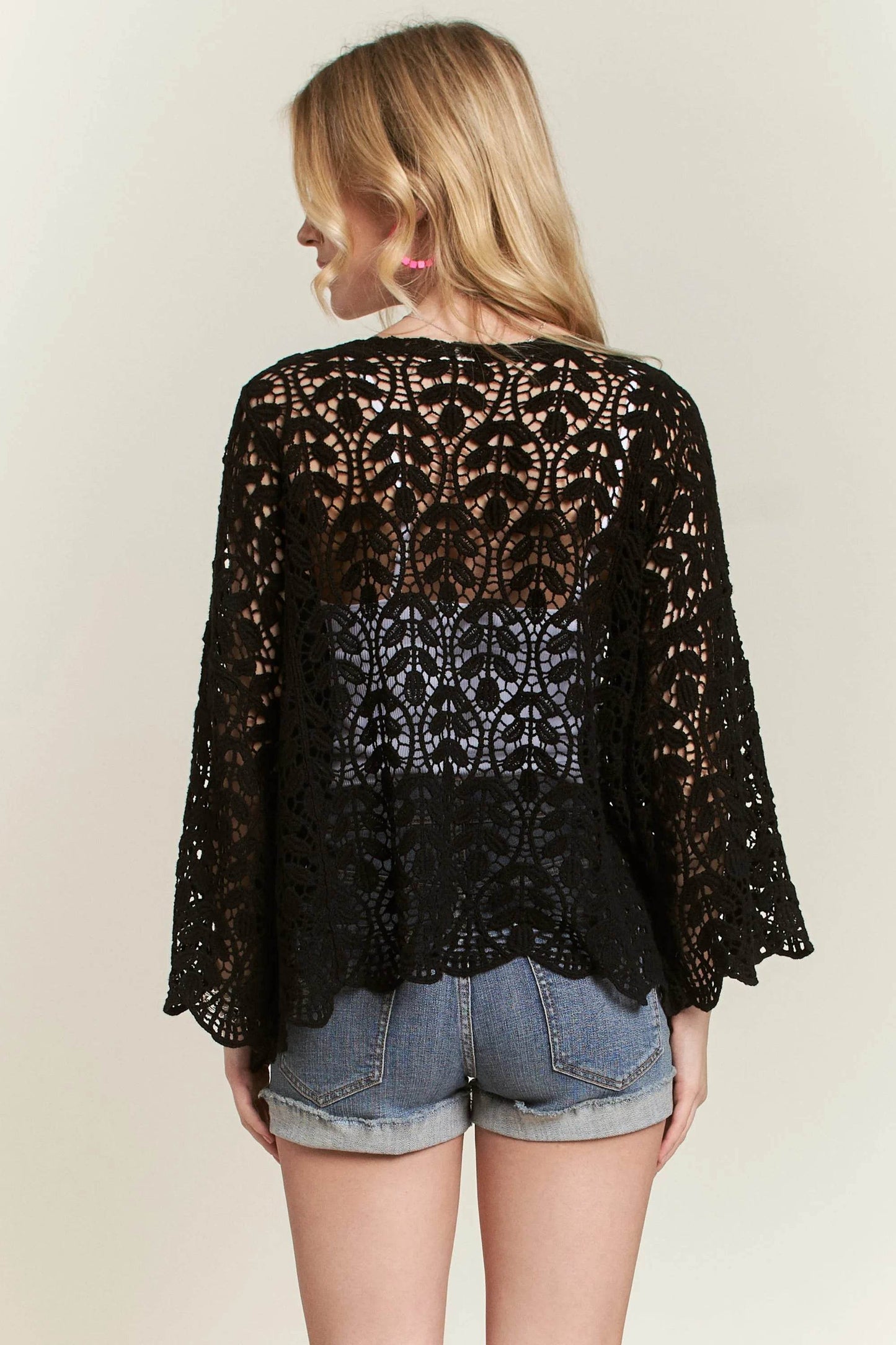 ADORA Leaf Pattern Crochet Cardigan - Shop Style & More | Fresh Looks, Everyday Deals & Free Shipping