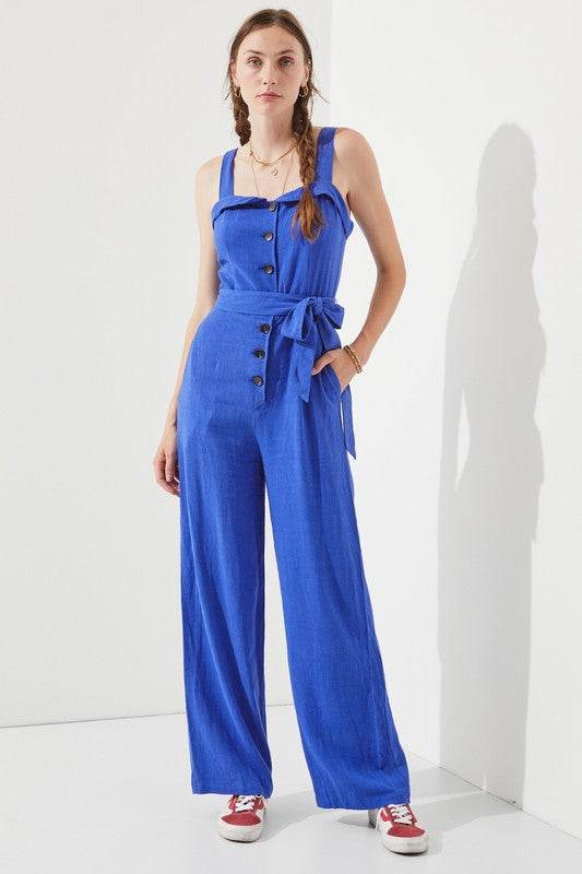 SLEEVELESS ADJUSTABLE STRAP BUTTON DOWN JUMPSUIT - Shop Style & More | Fresh Looks, Everyday Deals & Free Shipping