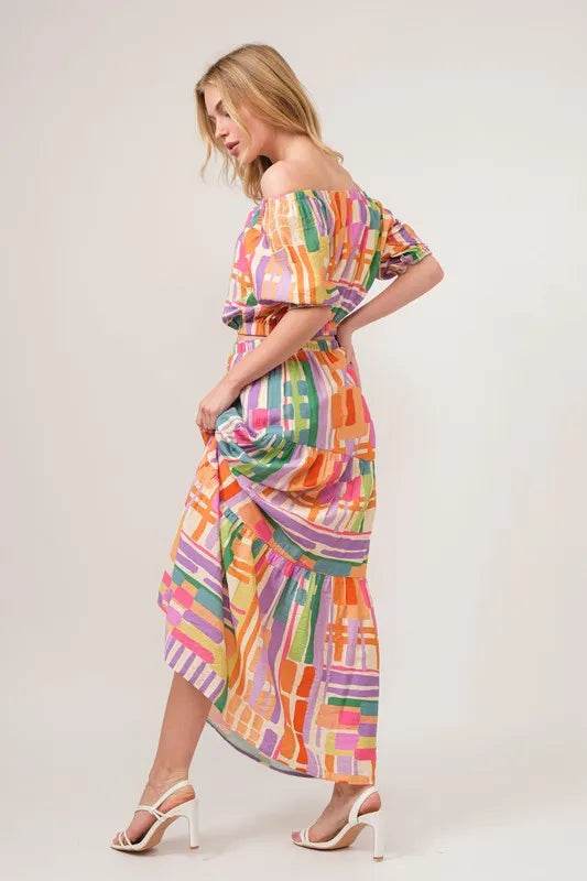 And The Why Asymmetric Geo Printed Tiered Maxi Skirt - Shop Style & More | Fresh Looks, Everyday Deals & Free Shipping