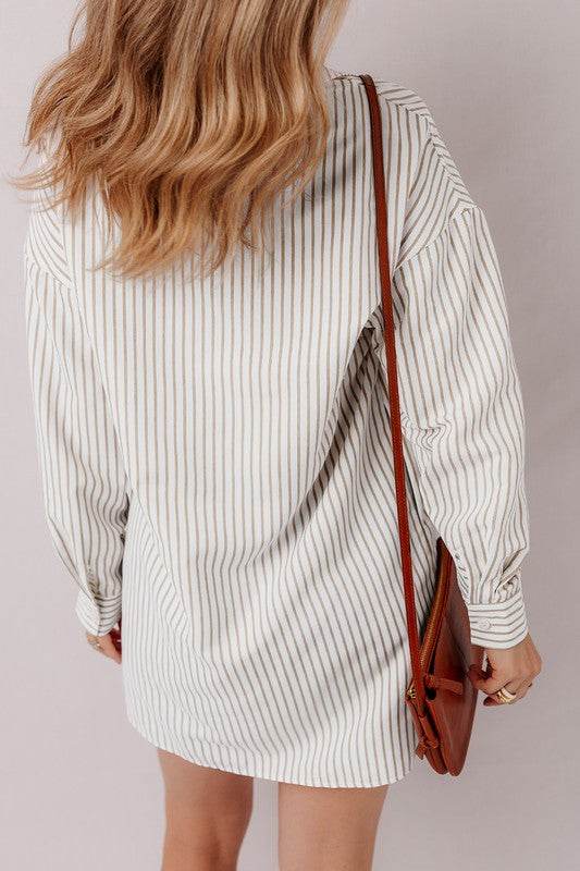 Stripe Long Sleeve Button Up Mini Shirt Dress - Shop Style & More | Fresh Looks, Everyday Deals & Free Shipping
