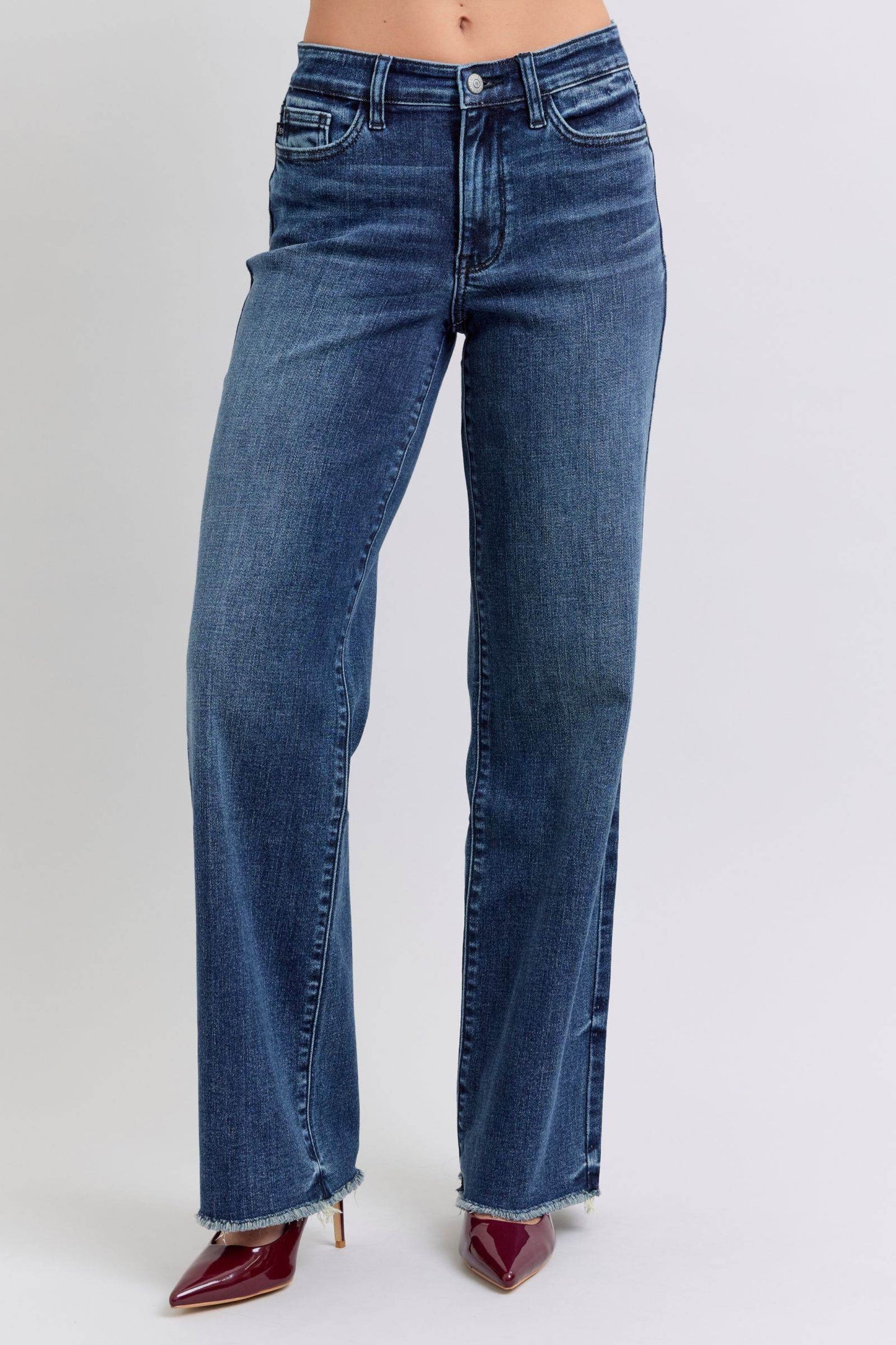Judy Blue Full Size Raw Hem Mid Rise Jeans - Shop Style & More | Fresh Looks, Everyday Deals & Free Shipping