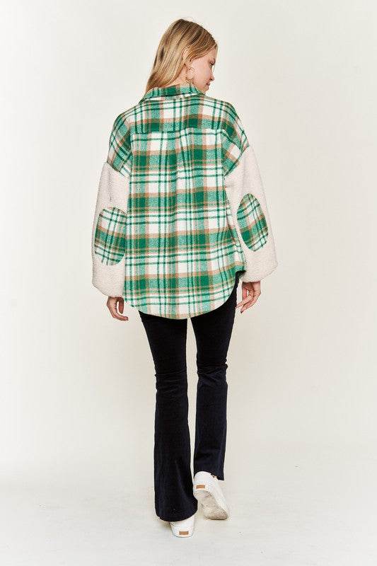 Multi plaid fuzzy sleeve jacket JJO1023 - Shop Style & More | Fresh Looks, Everyday Deals & Free Shipping
