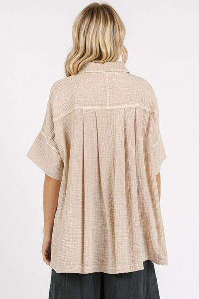 Mittoshop Mineral Wash Gauze Oversized Short Sleeve Shirt - Shop Style & More | Fresh Looks, Everyday Deals & Free Shipping