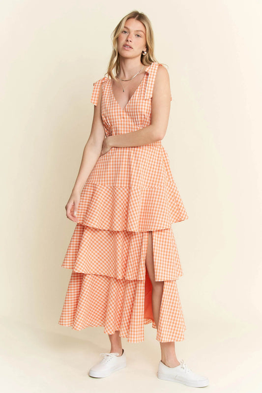 Jade By Jane Sleeveless Gingham Print Tiered Midi Dress - Shop Style & More | Fresh Looks, Everyday Deals & Free Shipping