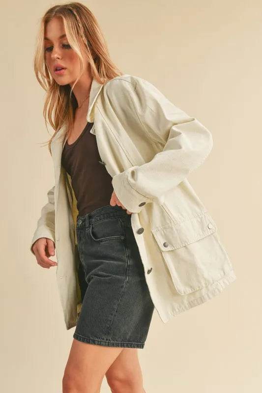 Aemi + Co Seam Detail Button Up Jacket with Pockets - Shop Style & More | Fresh Looks, Everyday Deals & Free Shipping