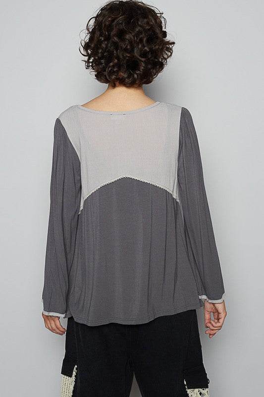 POL Contrast Button Front Long Sleeve Knit Top - Shop Style & More | Fresh Looks, Everyday Deals & Free Shipping