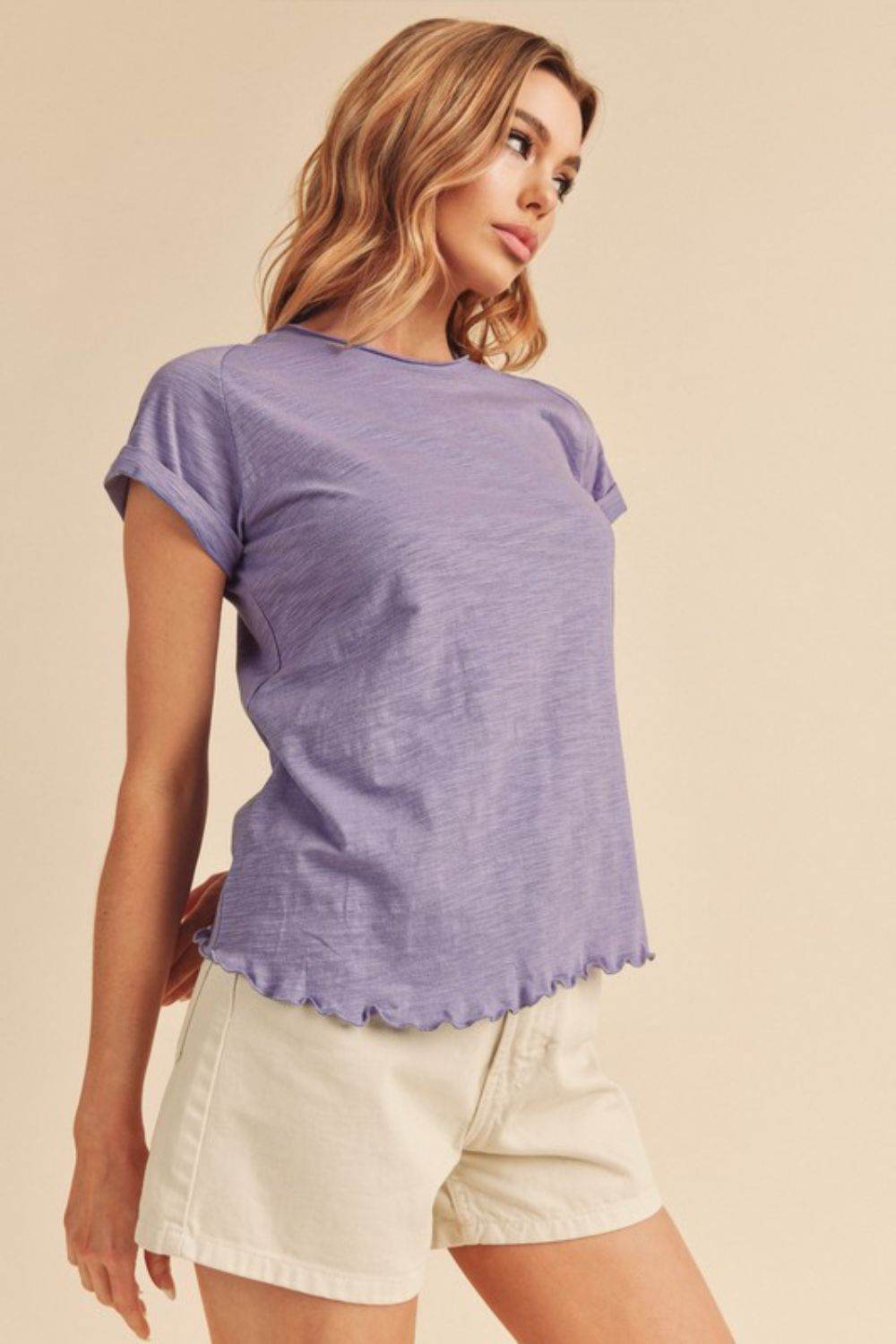 Aemi + Co Lettuce Edge Round Neck Short Sleeve T-Shirt - Shop Style & More | Fresh Looks, Everyday Deals & Free Shipping